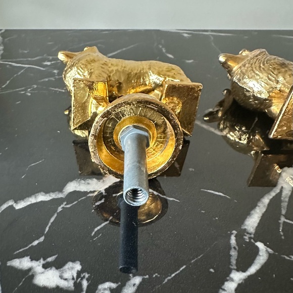 Set of 3 Heavy Gold Dog Trophy Topper/ Screw-On Decor Vintage - Picture 4 of 13